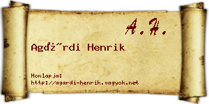 Agárdi Henrik névjegykártya